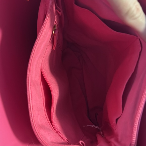 Joy & Iman Hot Pink Leather Tote Tassels Built In Organizer Tons Of Pockets - Picture 16 of 16